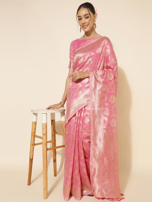 women self design chanderi saree with blouse - 21678672 - Standard Image - 0