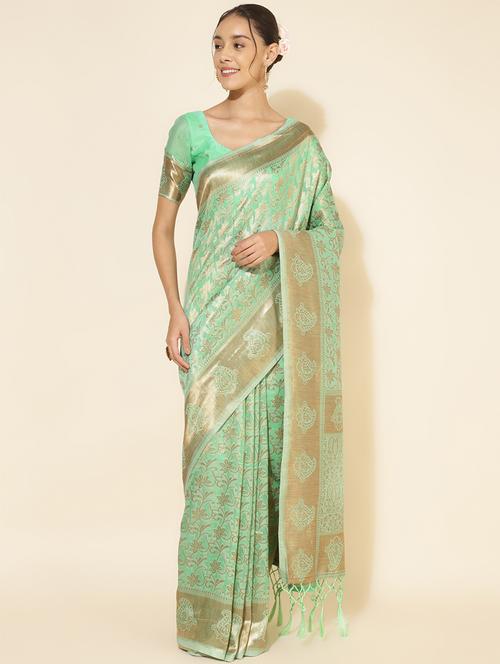 women self design chanderi saree with blouse - 21678673 - Standard Image - 0