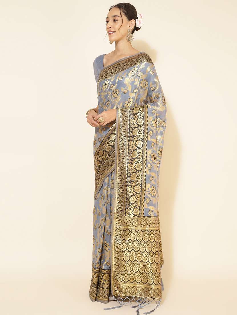 women self design chanderi saree with blouse - 21678676 - Standard Image - 2