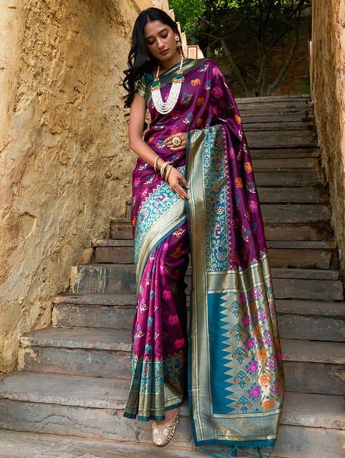 women self design patola saree with blouse - 21678718 - Standard Image - 0