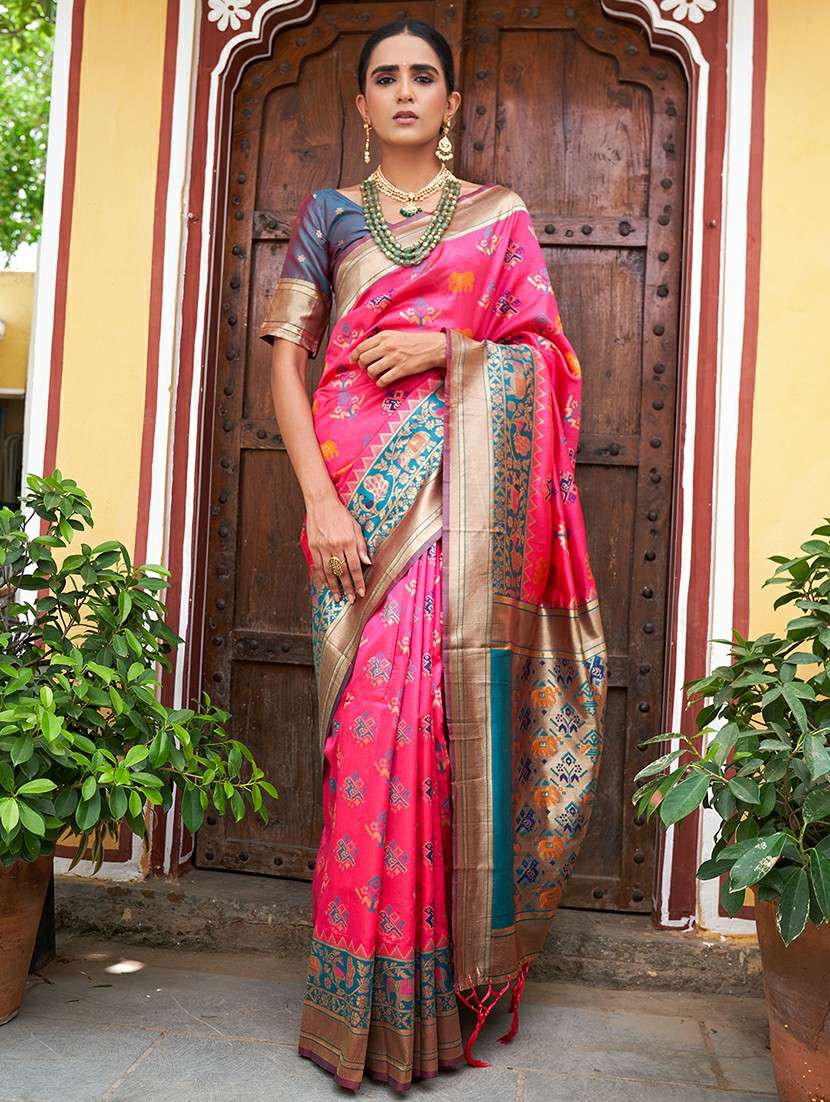 women self design patola saree with blouse
