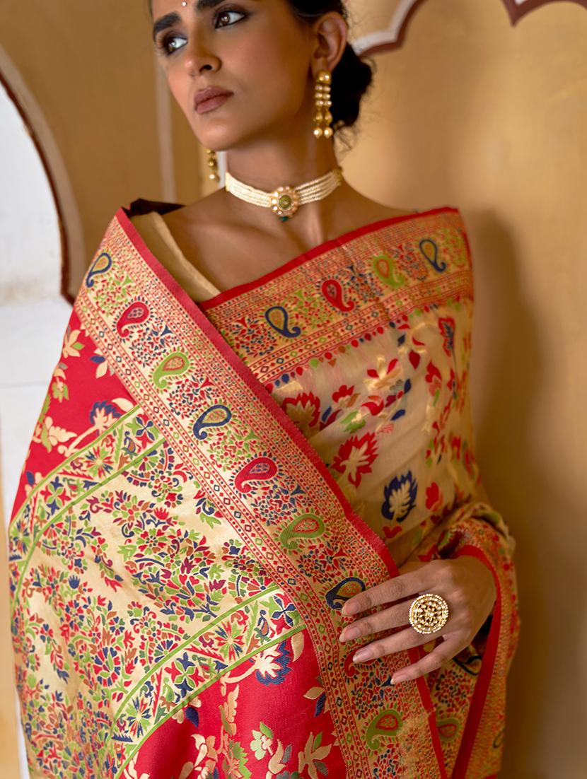 women self design chanderi saree with blouse - 21678727 - Standard Image - 2