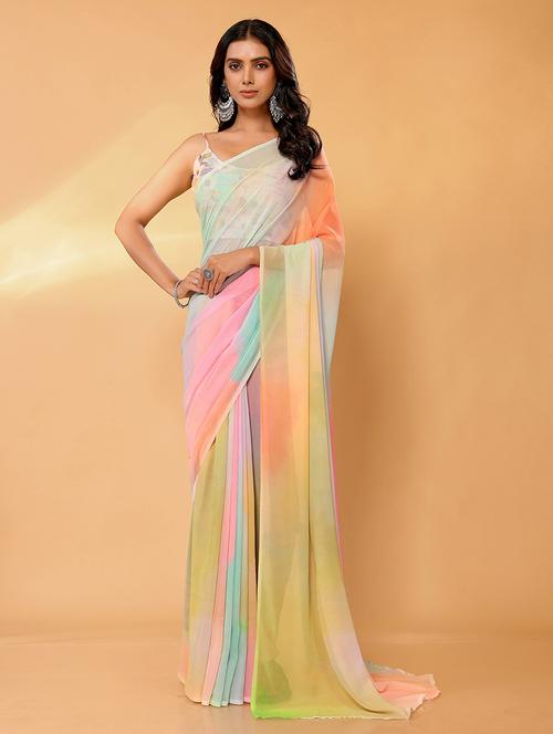 women tie & dye printed saree with blouse - 21678833 - Standard Image - 0