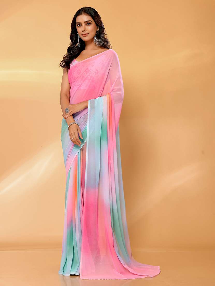 women tie & dye printed saree with blouse - 21678834 -  Standard Image - 2