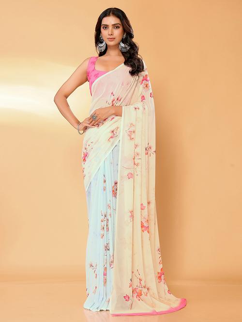 women floral printed saree with blouse - 21678838 -  Standard Image - 0