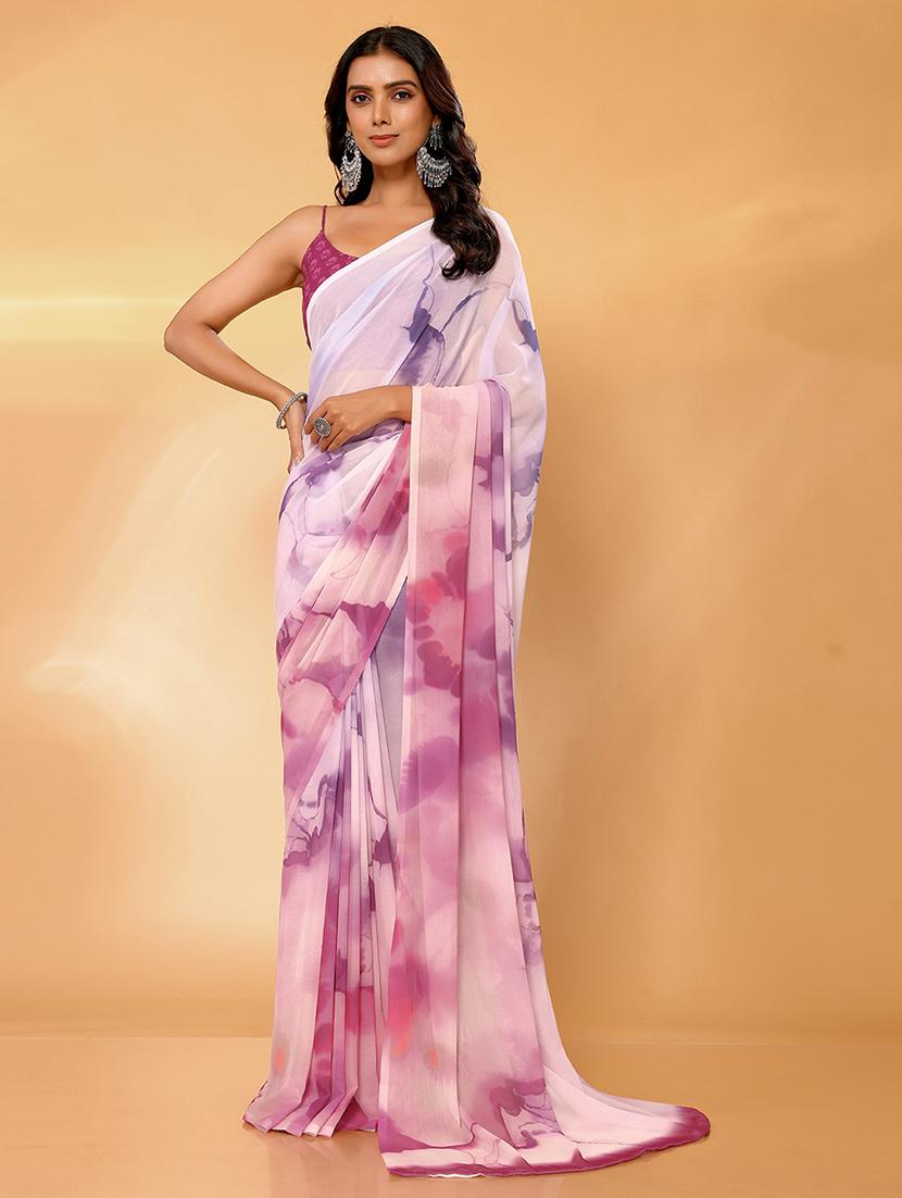 women tie & dye printed saree with blouse - 21678839 -  Zoom Image - 0