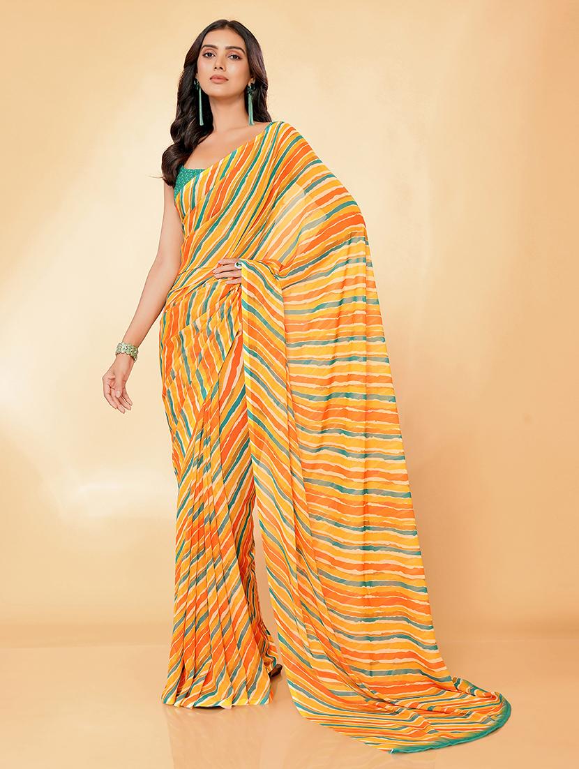 women orange leheriya saree with blouse - 21678844 - Zoom Image - 0