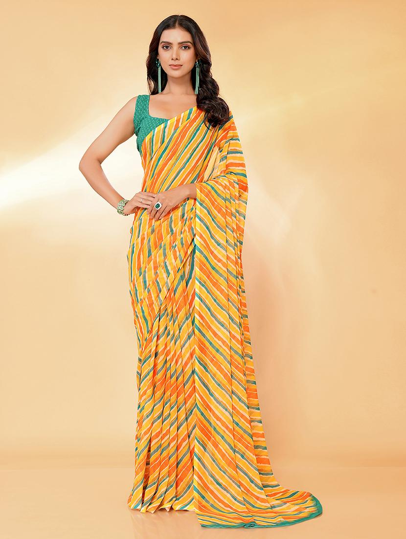 women orange leheriya saree with blouse - 21678844 - Standard Image - 2