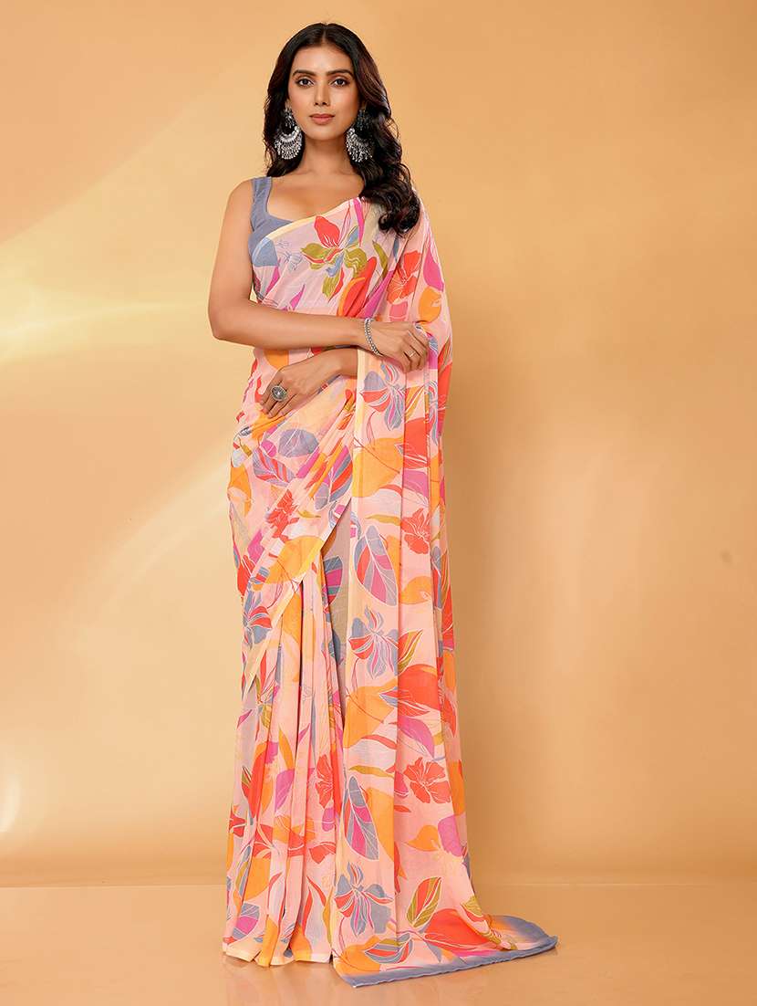 women printed saree with blouse