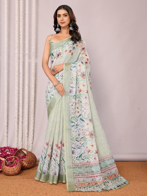 women floral printed saree with blouse - 21678852 -  Standard Image - 0