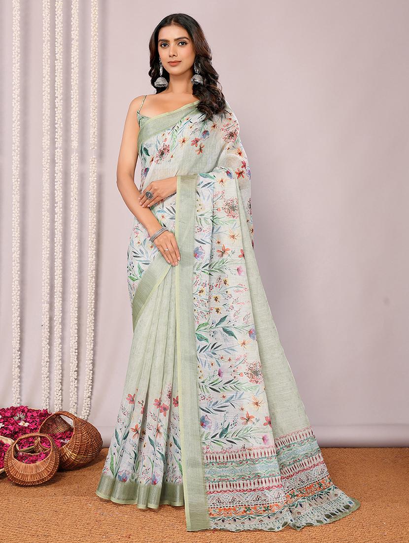 women floral printed saree with blouse - 21678852 -  Zoom Image - 0
