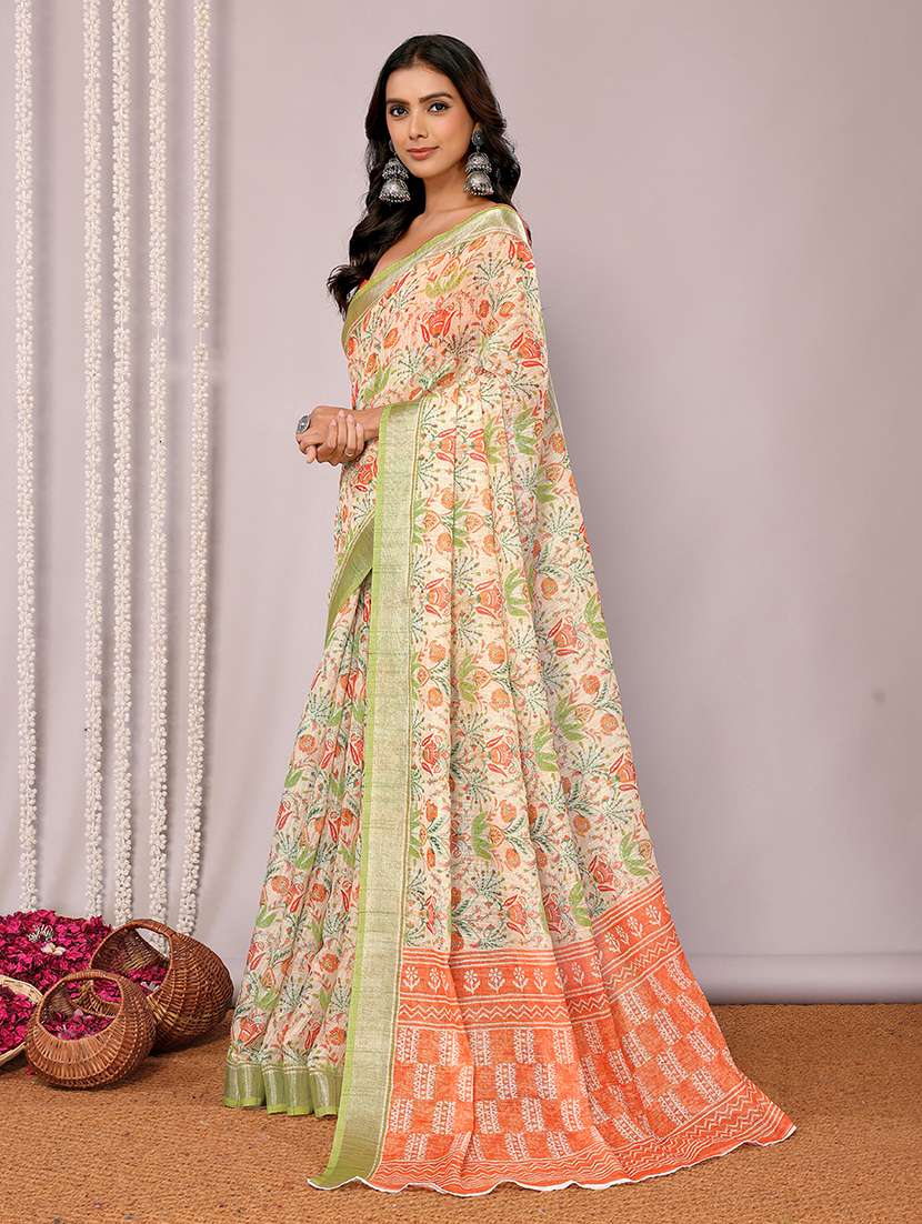 women neo mint printed saree with blouse - 21678881 - Standard Image - 2