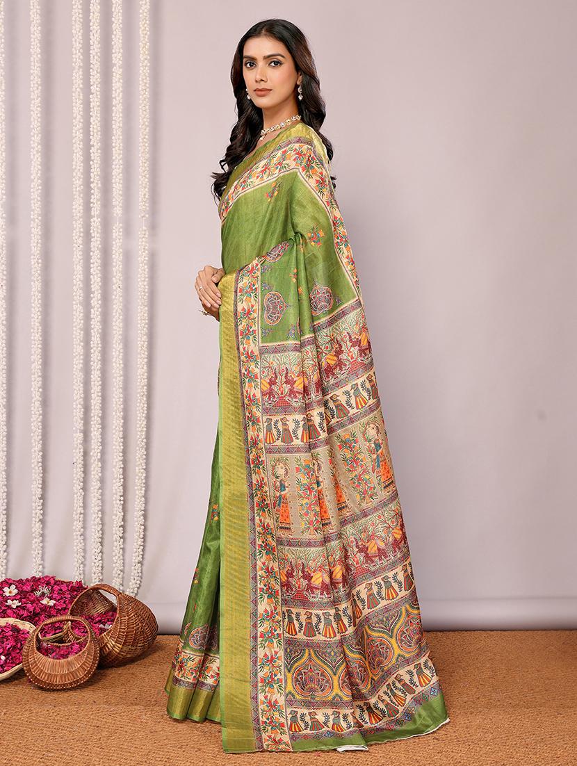 women madhubani printed saree with blouse - 21678909 - Standard Image - 2