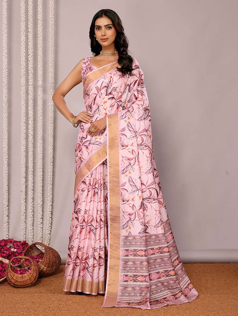 women floral printed saree with blouse
