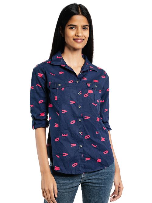 women printed roll up sleeve regular shirt - 21679102 - Standard Image - 0