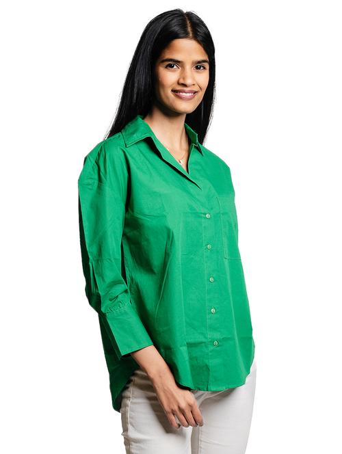 women green solid long sleeve shirt - 21679104 -  Standard Image - 0