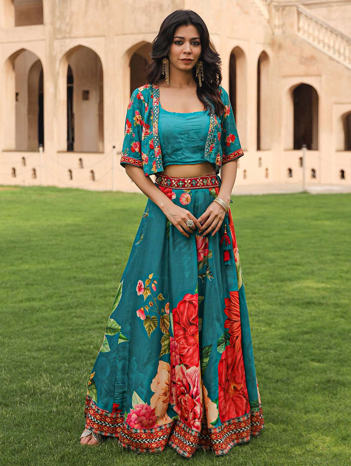 women floral printed skirt top set