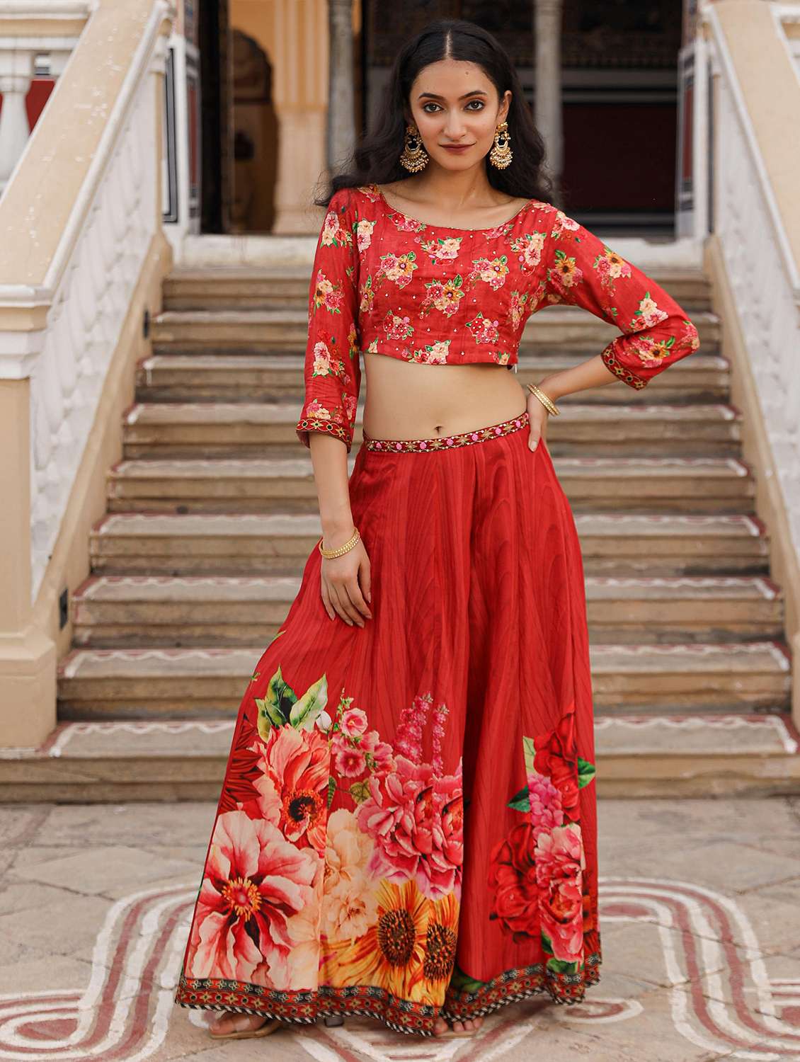 women red floral printed co-ord sets