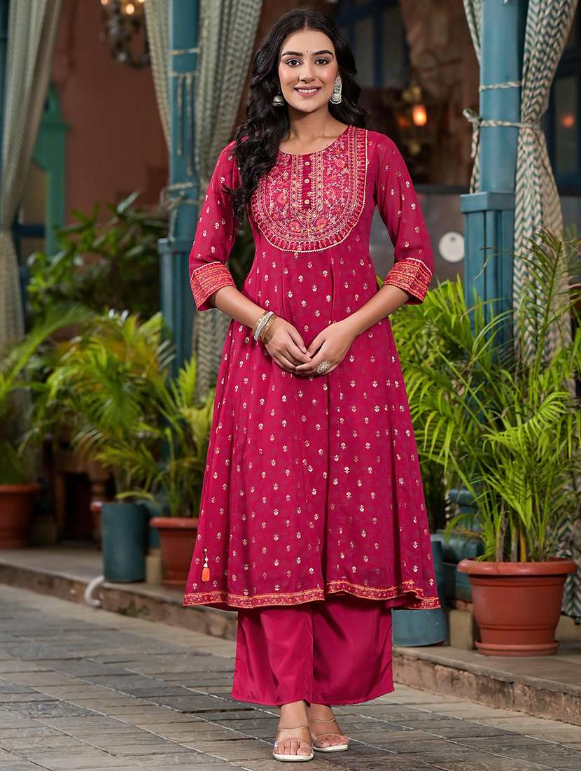 women embroidered kurta palazzo set with dupatta - 21679258 -  Standard Image - 2