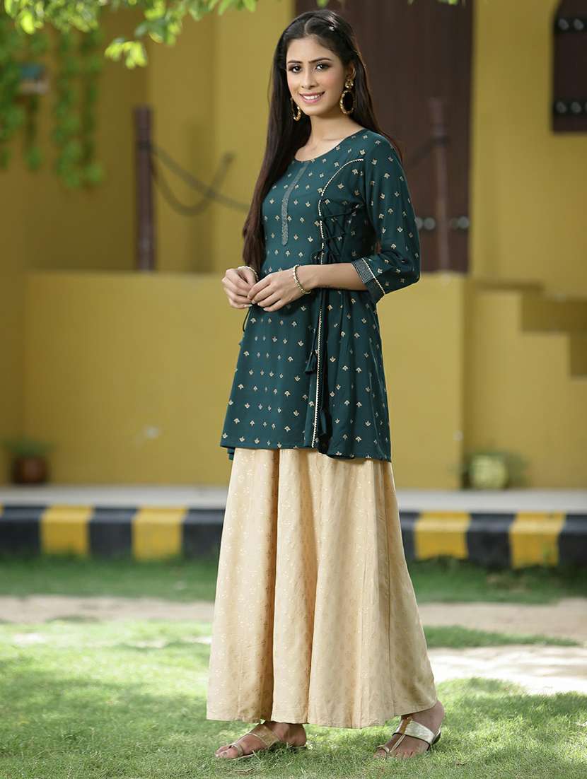 women printed round neck straight kurti - 21679301 - Standard Image - 2