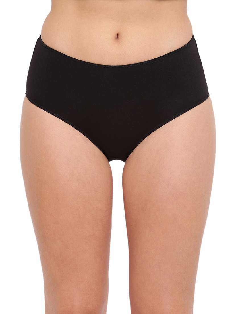 black cotton blend regular panty