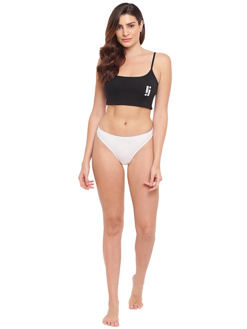 white cotton blend thongs panty - 21679434 - Standard Image - 2