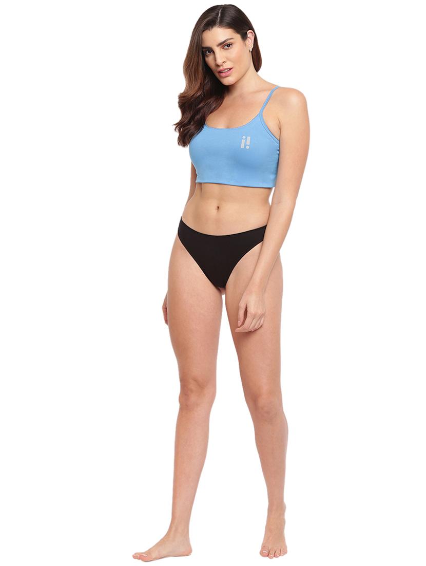 black cotton blend thongs panty - 21679437 - Standard Image - 2