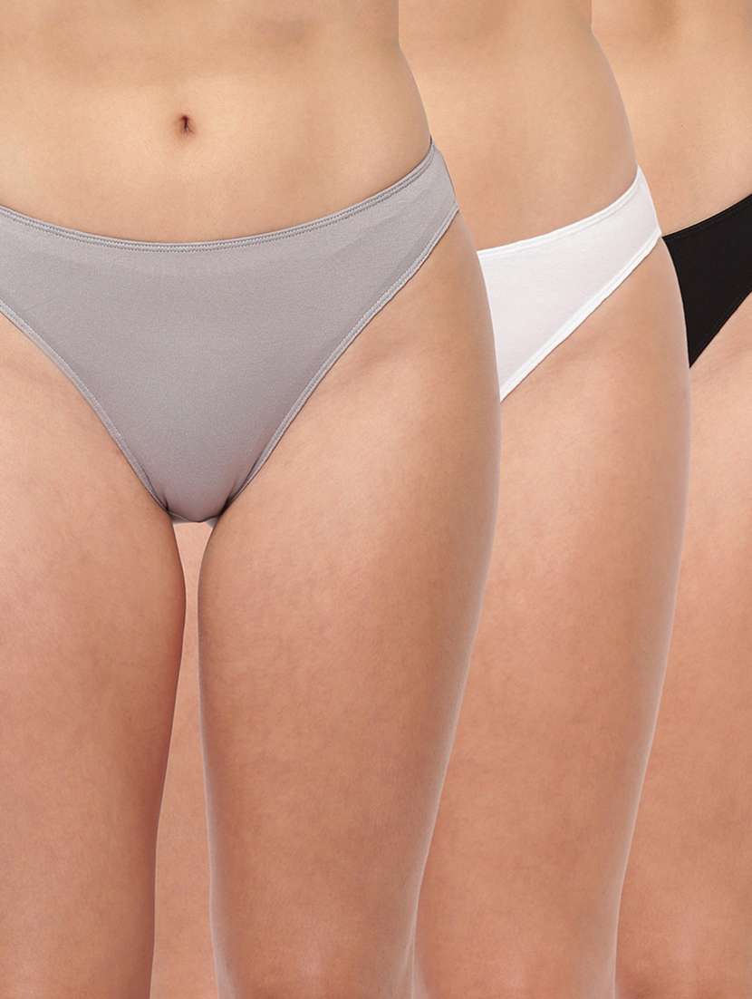 women pack of 3 solid mid rise panty 