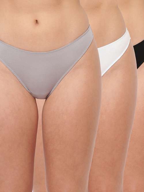 women pack of 3 solid mid rise panty - 21679452 - Standard Image - 0