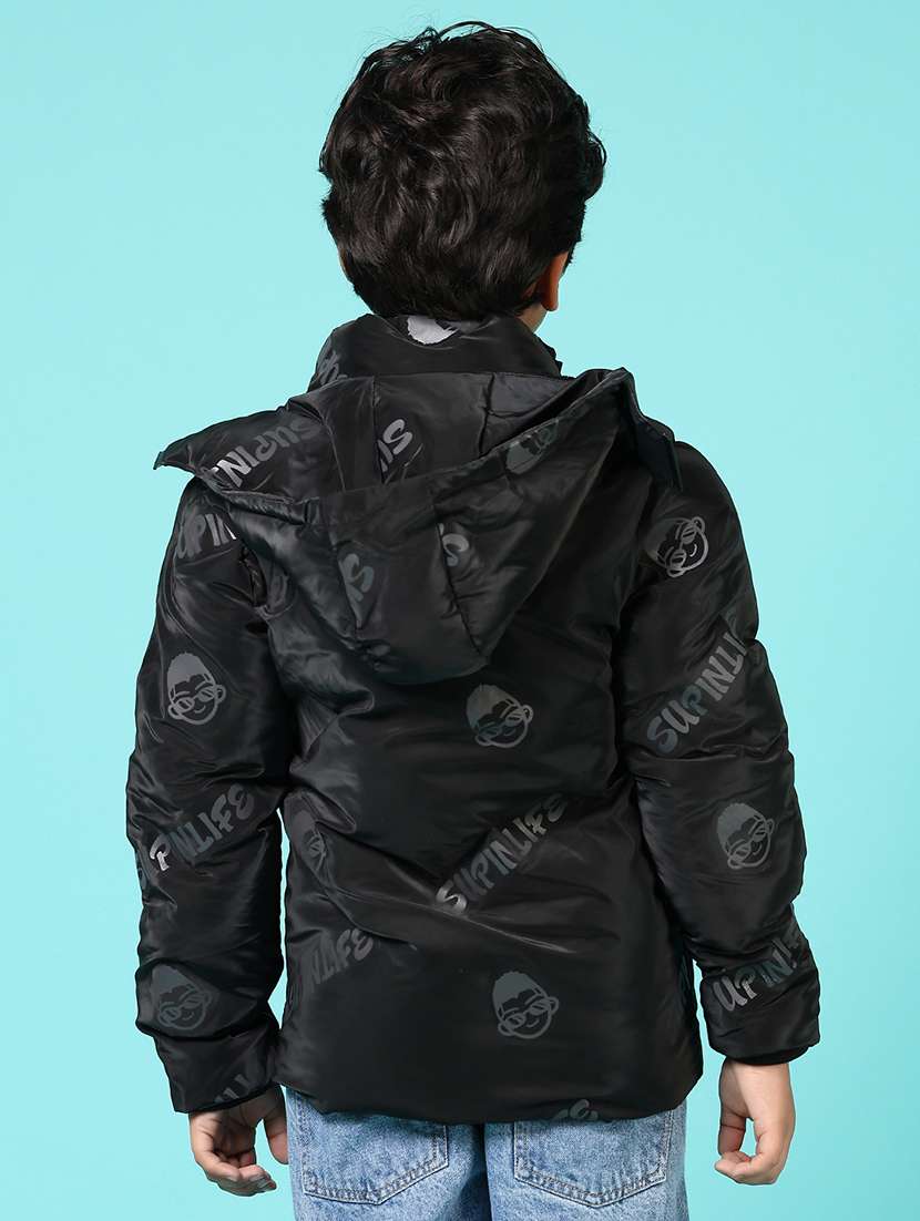 boys printed long sleeve hooded puffer jacket - 21679895 -  Standard Image - 2