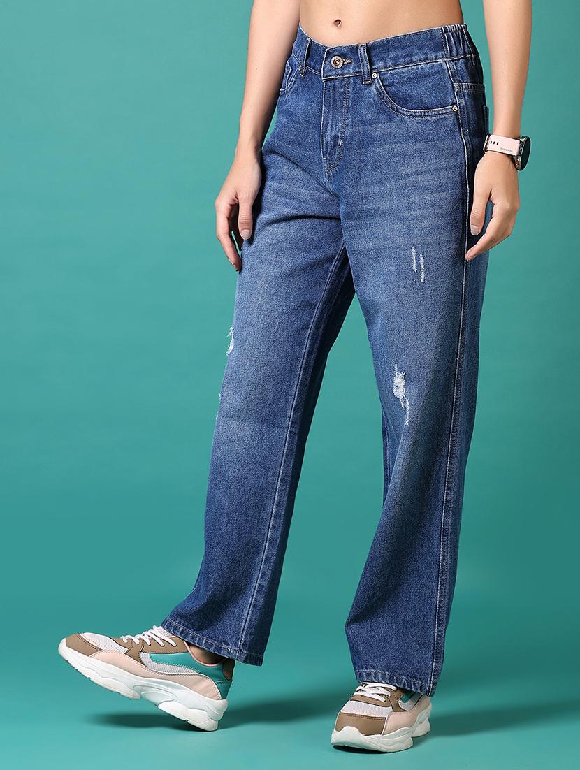 women solid high rise straight fit jeans - 21679964 - Standard Image - 2