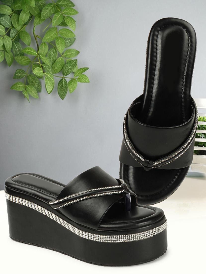 women black slip on wedges - 21679994 -  Zoom Image - 0