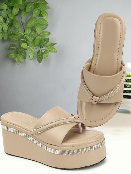 women beige slip on wedges - 21679996 -  Standard Image - 0