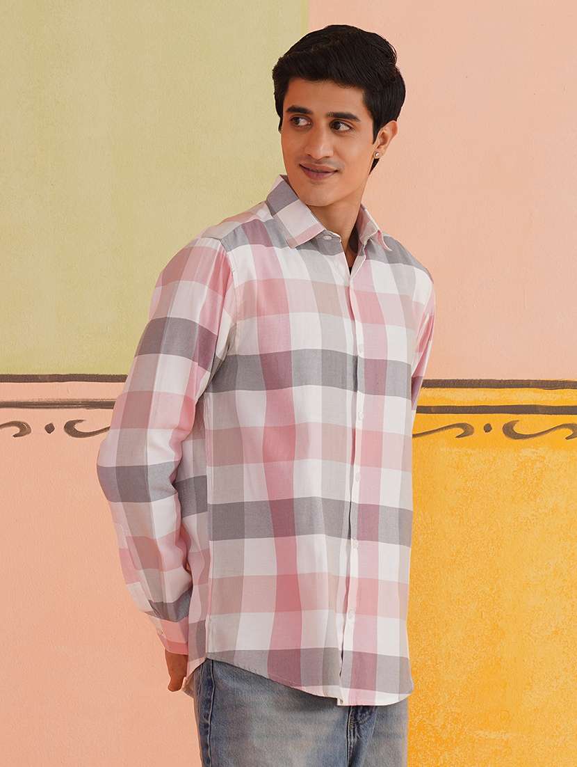 men checkered long sleeve casual shirt - 21679999 -  Standard Image - 2