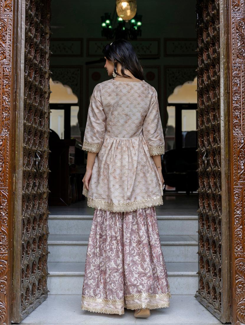 women paisley kurta sharara set with dupatta - 21680210 - Standard Image - 2
