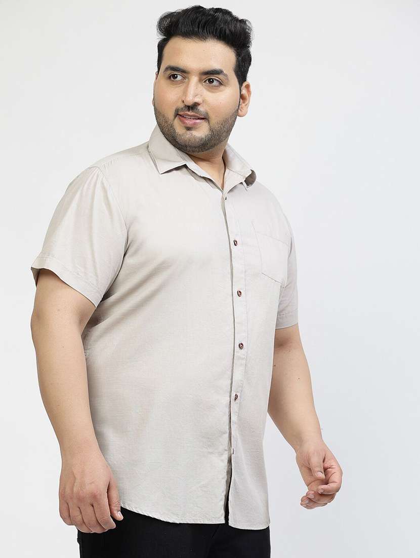 men plus size solid collared short sleeves shirt - 21680282 -  Standard Image - 2