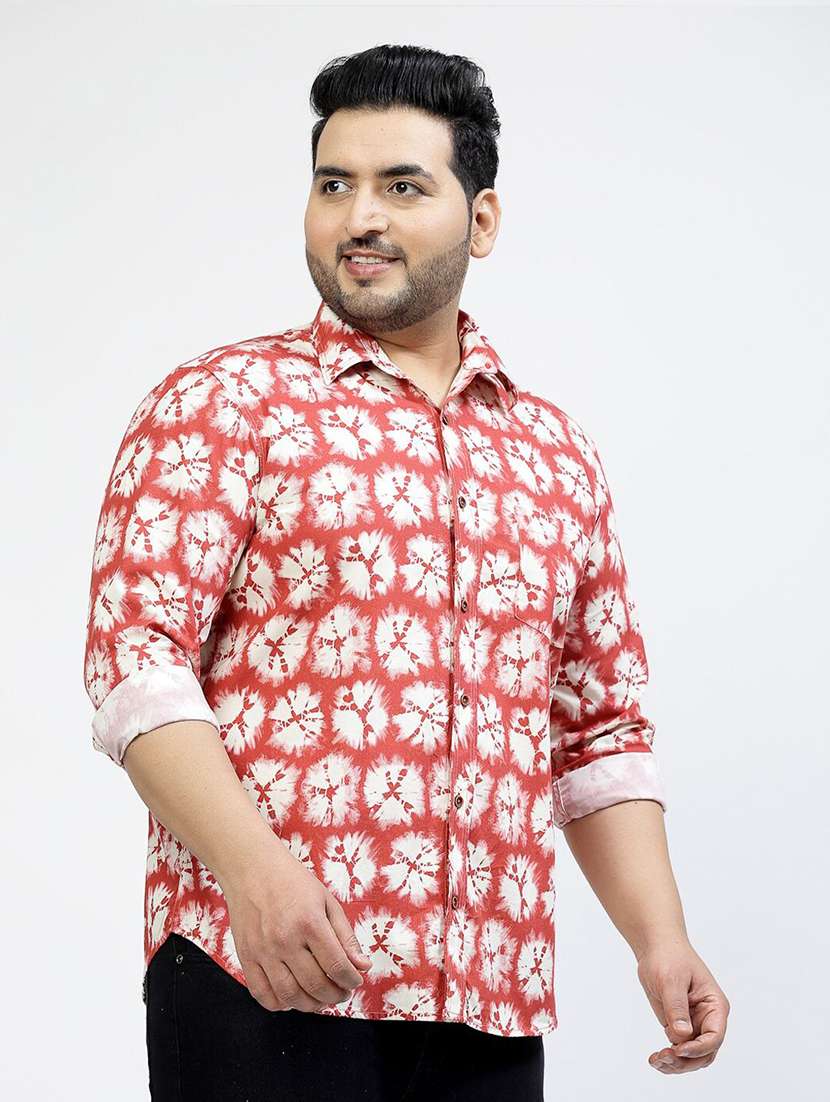 men plus size printed collared short sleeves shirt - 21680287 -  Standard Image - 2