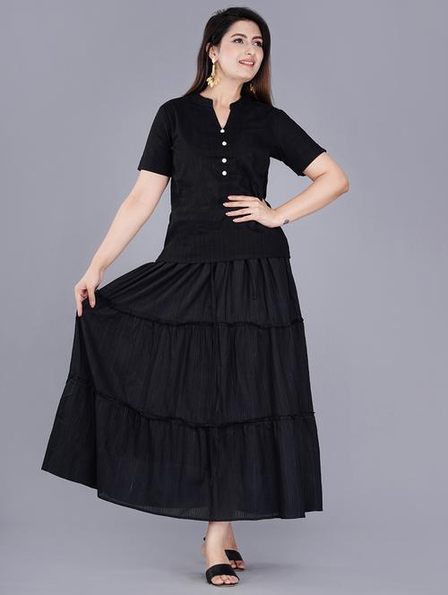 women solid top and skirt co-ord set - 21680317 -  Standard Image - 0