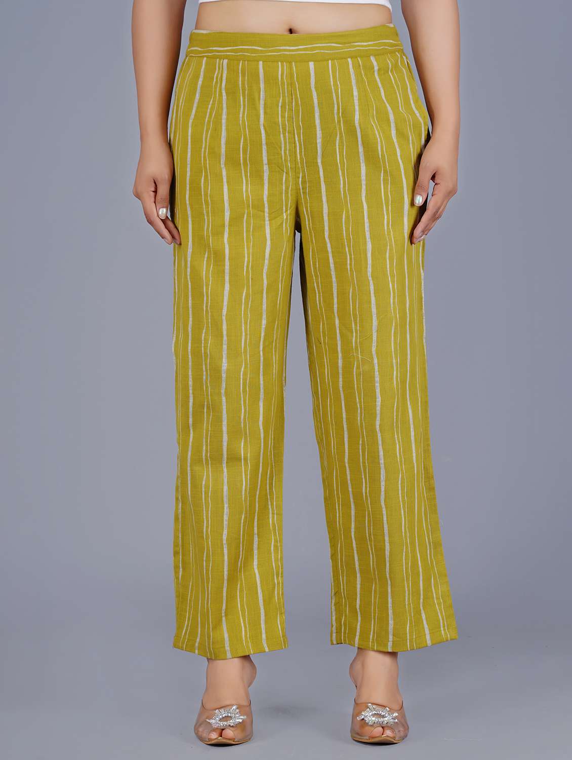 women mid rise striped tailored pant