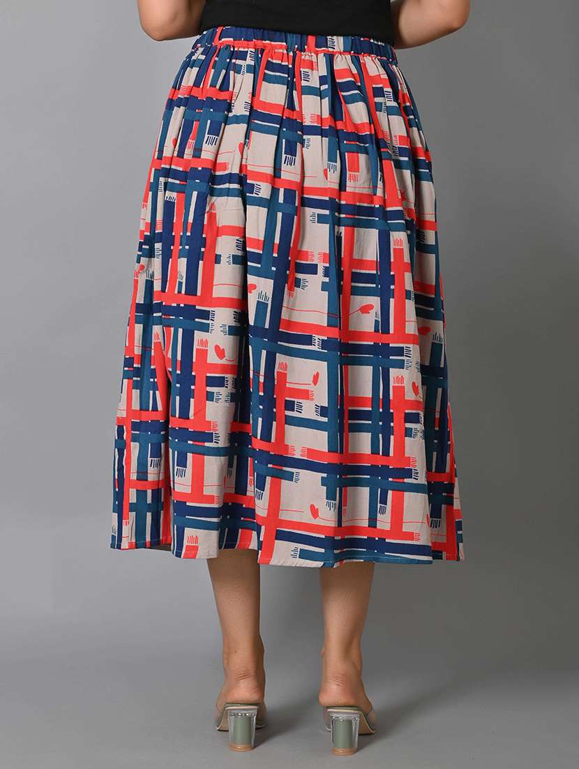 women mid rise printed flared skirt - 21680323 - Standard Image - 2