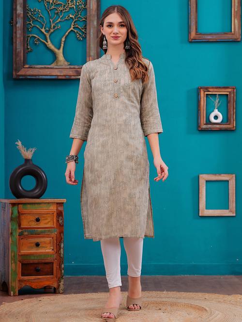 women floral three quarter sleeve straight kurta - 21680400 - Standard Image - 0