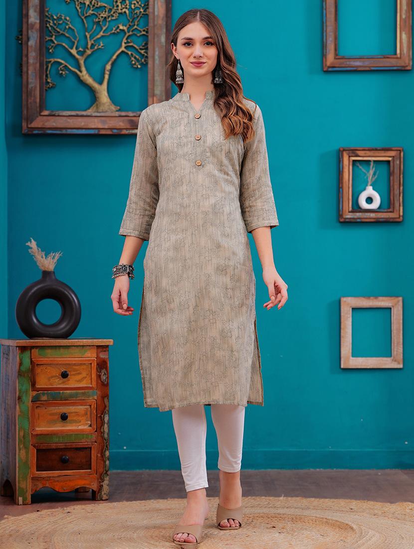 women floral three quarter sleeve straight kurta - 21680400 - Zoom Image - 0