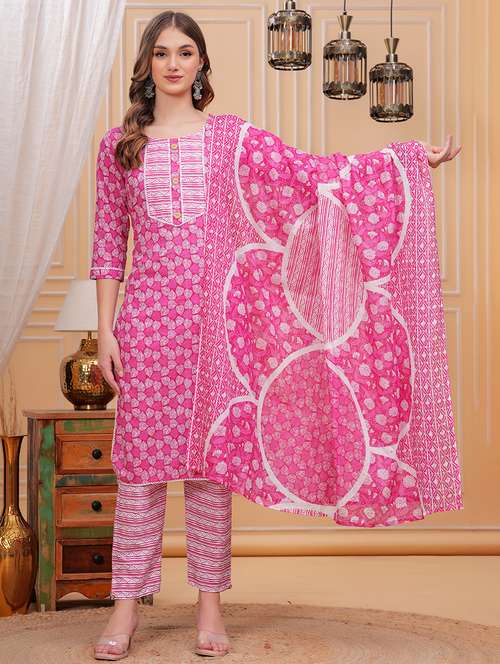 women printed kurta pant set with dupatta - 21680436 - Standard Image - 0