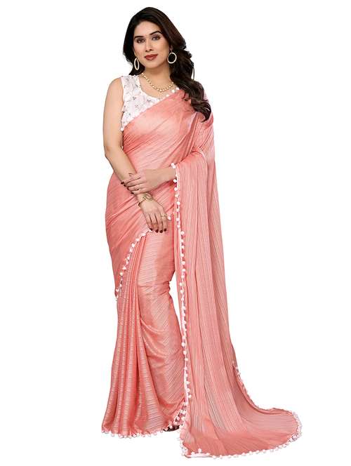 women solid plain saree with blouse - 21680560 -  Standard Image - 0