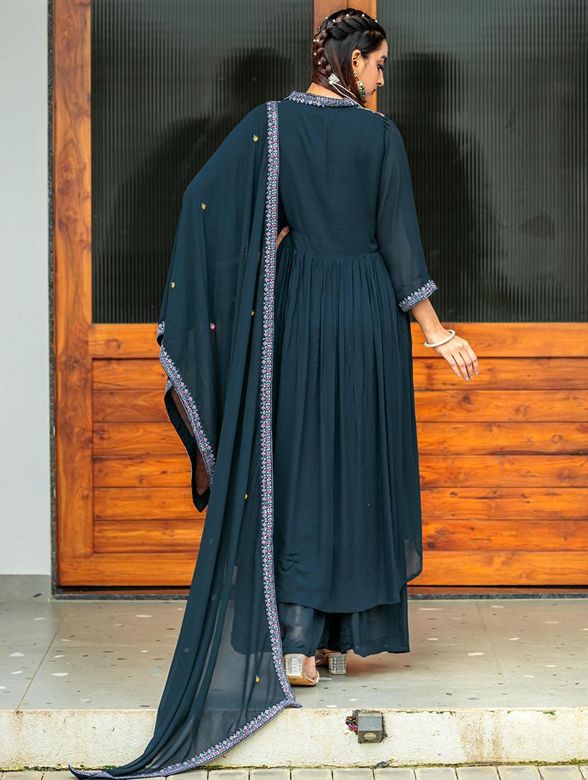 women embroidered kurta palazzo set with dupatta - 21680579 - Standard Image - 2