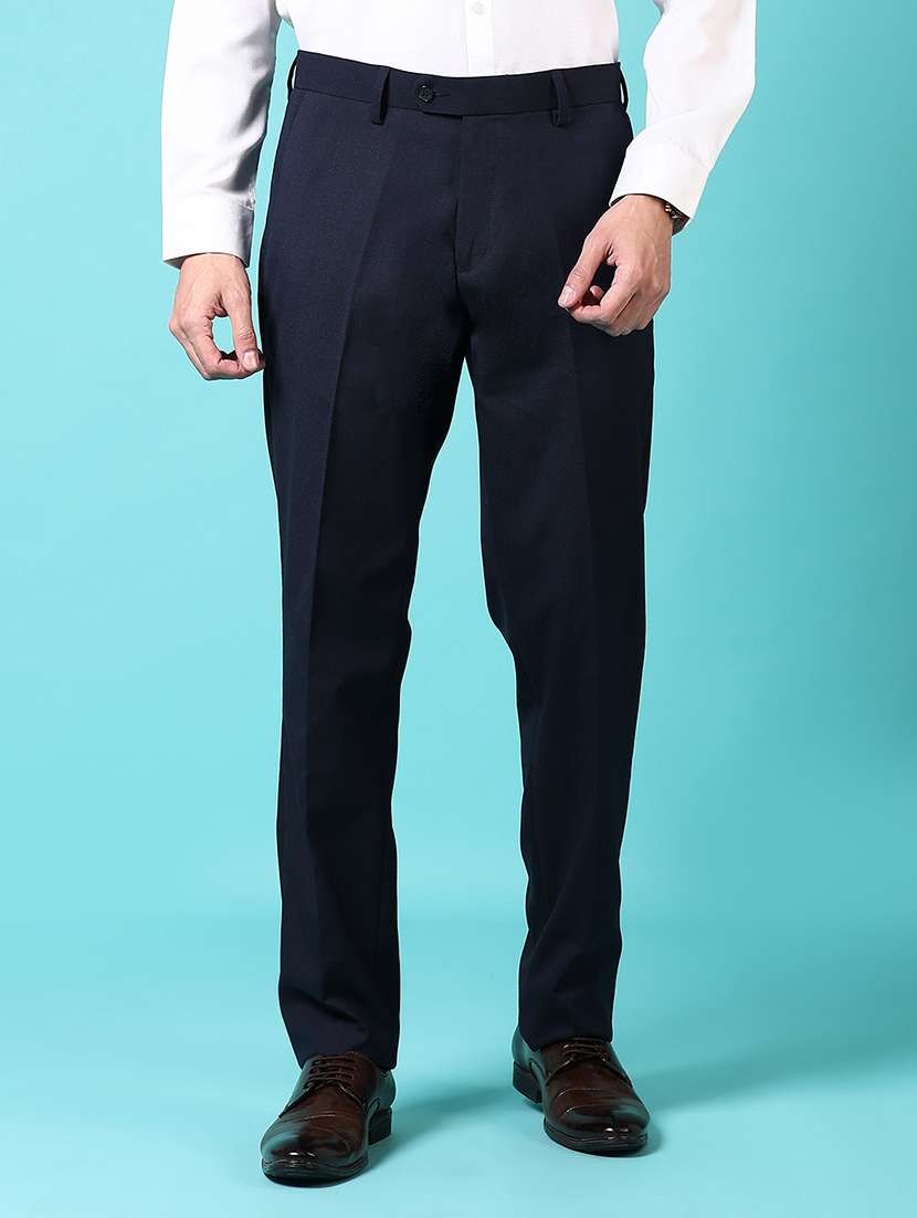 men mid rise ankle length formal trouser