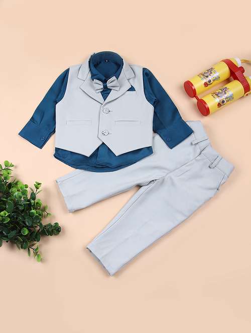 boys solid three piece suit set