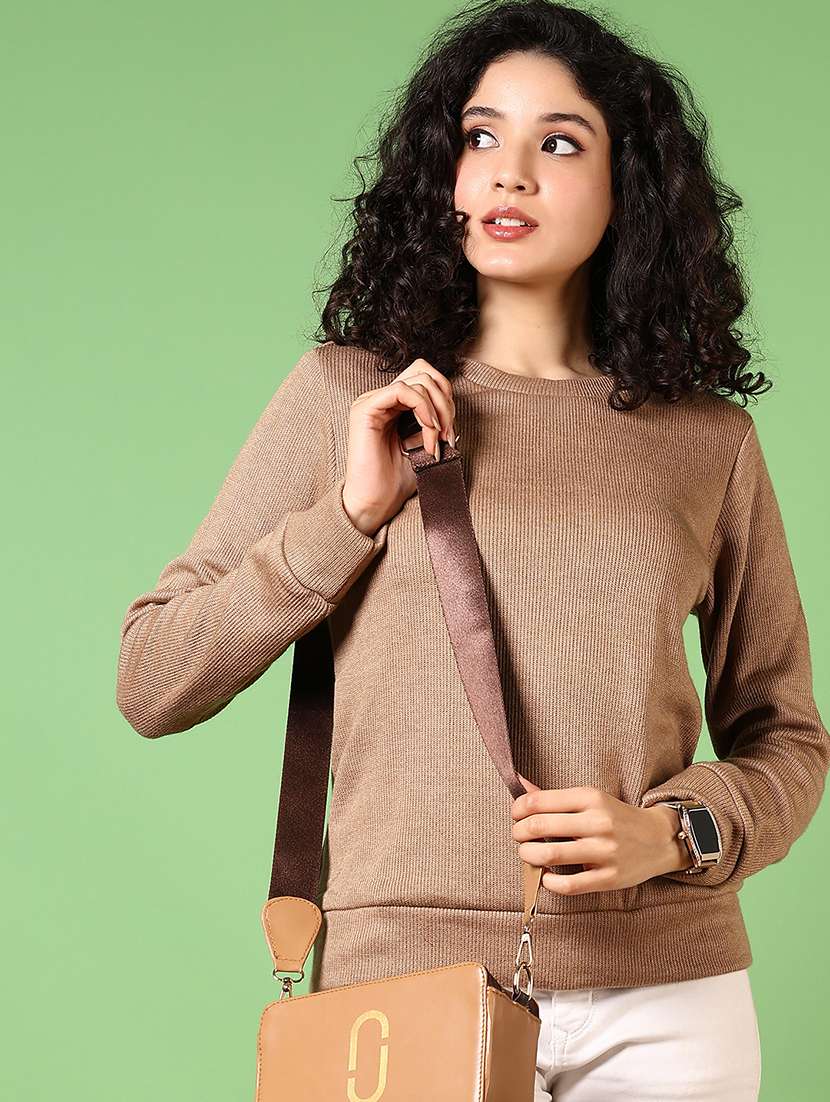 women solid long sleeve pullover - 21681095 -  Standard Image - 2