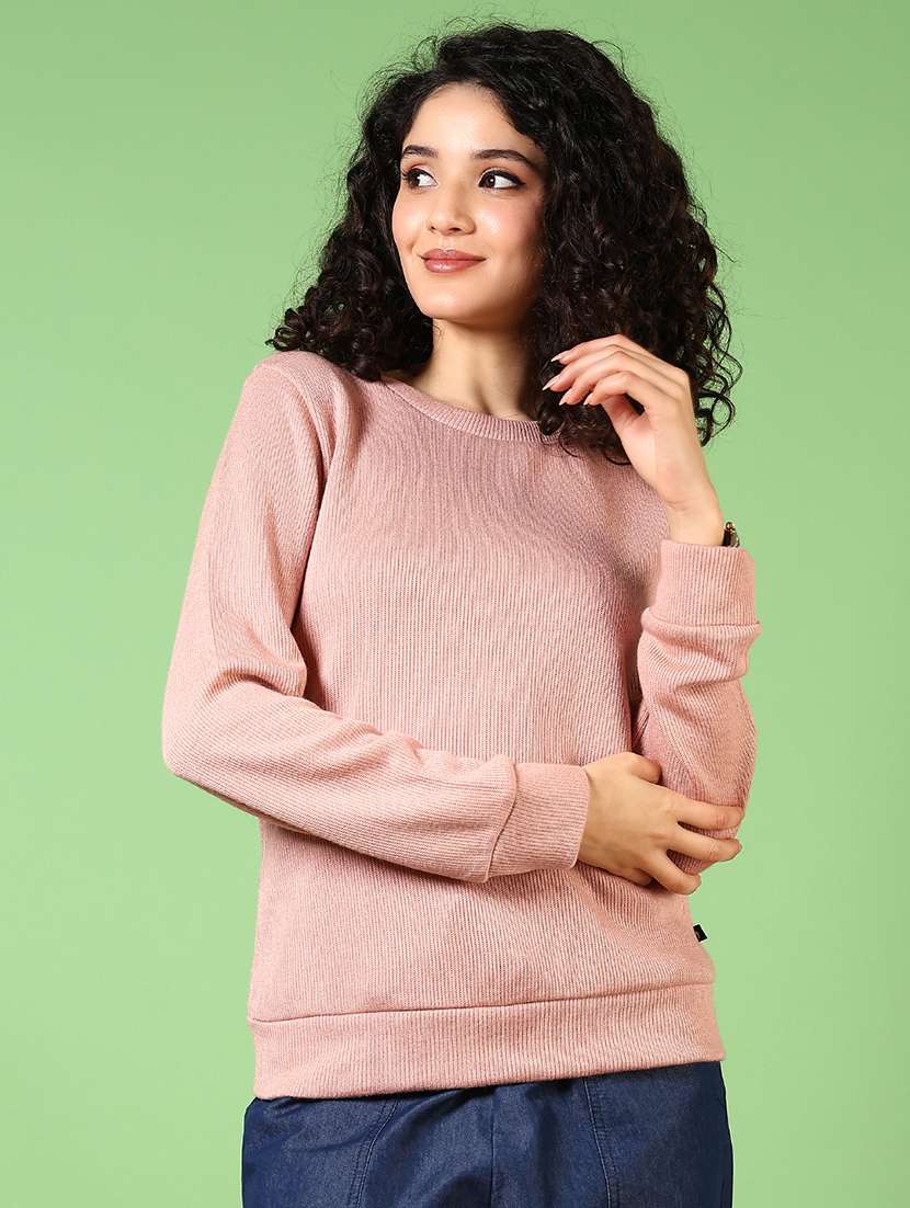 women solid long sleeve pullover