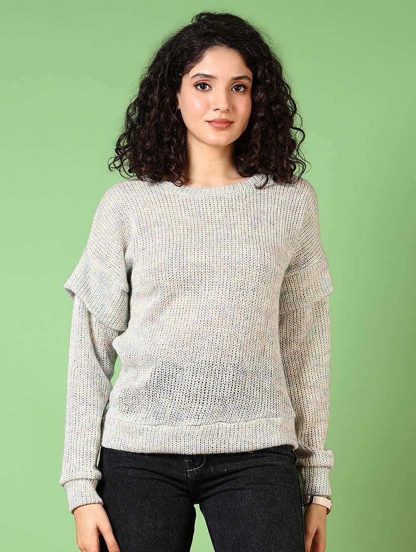 women solid long sleeve pullover